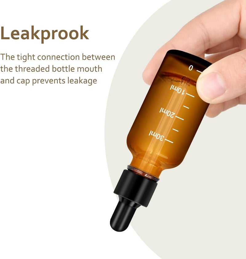 Oubest 4Pcs Dropper Bottles Tincture with Dropper Glass 0.5oz 15ML Thick Amber Leakproof Essential Oils Eye Bottles with 1 Funnel & 4 Labels - Image 5